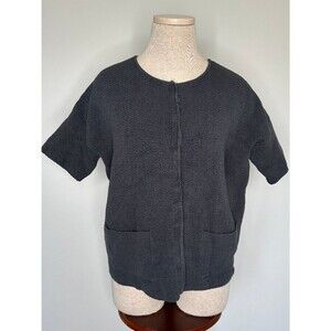 Eileen Fisher Women's Silk Blend Organic Cotton Short Sleeve Snap Cardigan XS